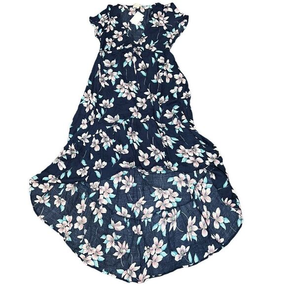LOVESTITCH Floral High/low Dress In Midnight Blue - Picture 2 of 7